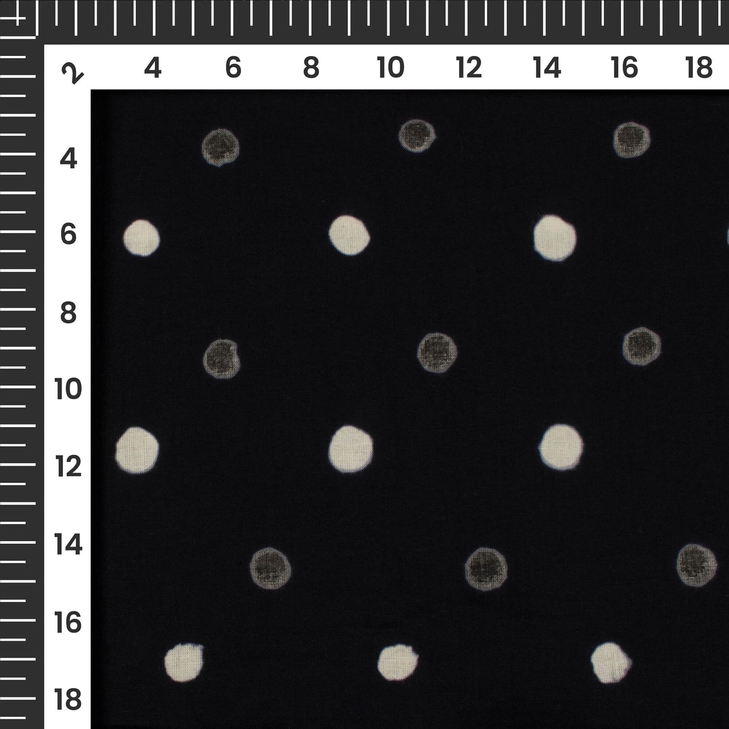 Monochrome Polka Dots Handblock Cotton Fabric