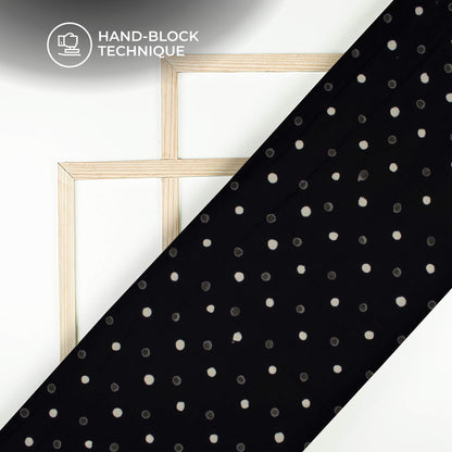 Monochrome Polka Dots Handblock Cotton Fabric