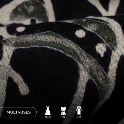 Monochrome Quirky Handblock Cotton Fabric