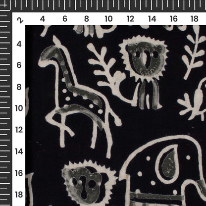 Monochrome Quirky Handblock Cotton Fabric