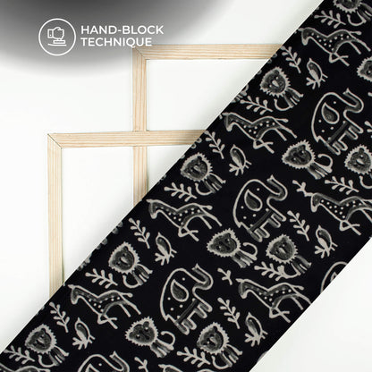 Monochrome Quirky Handblock Cotton Fabric