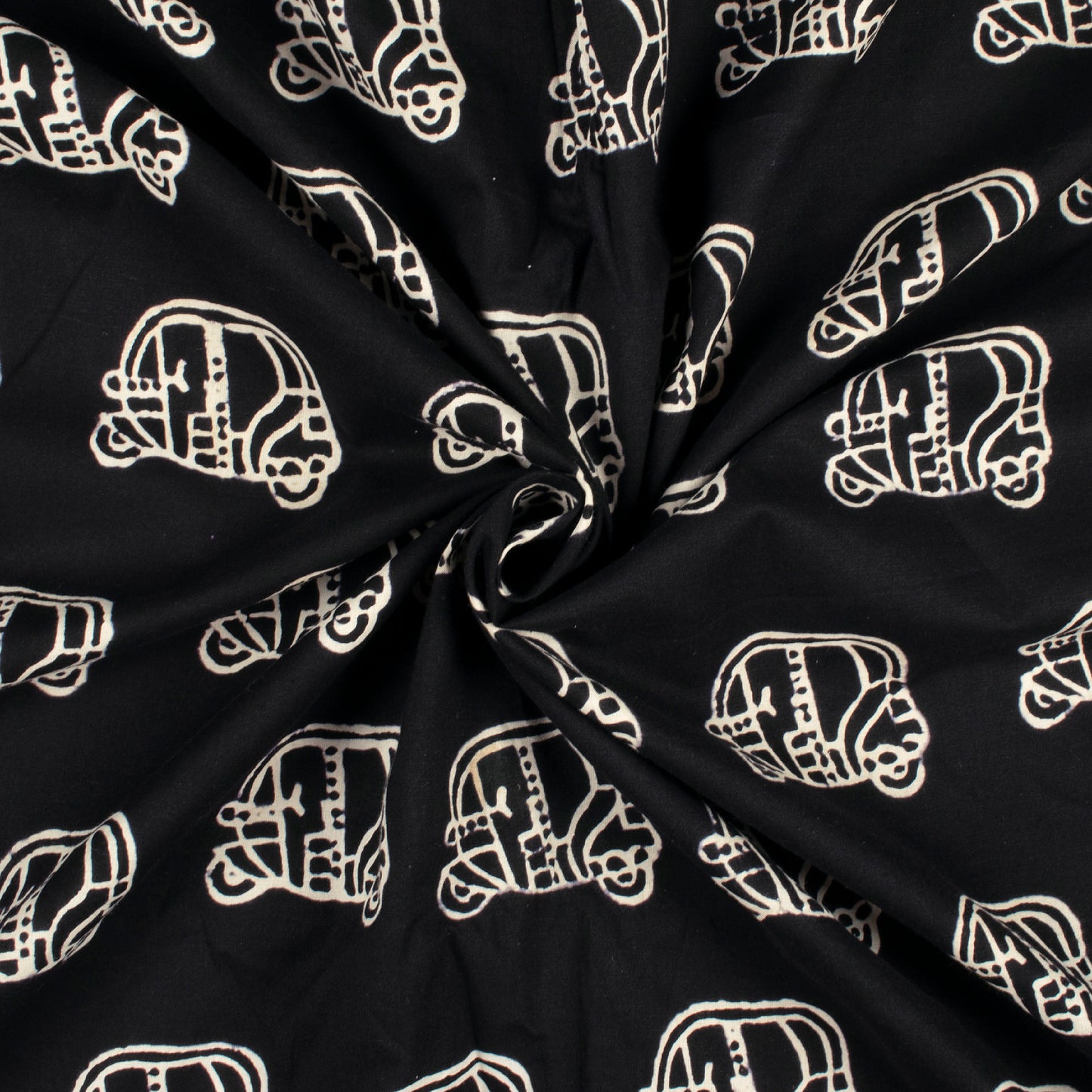 Monochrome Quirky Pattern Handblock Cotton Fabric