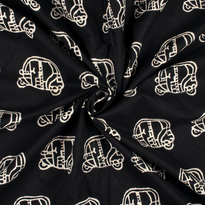 Monochrome Quirky Pattern Handblock Cotton Fabric