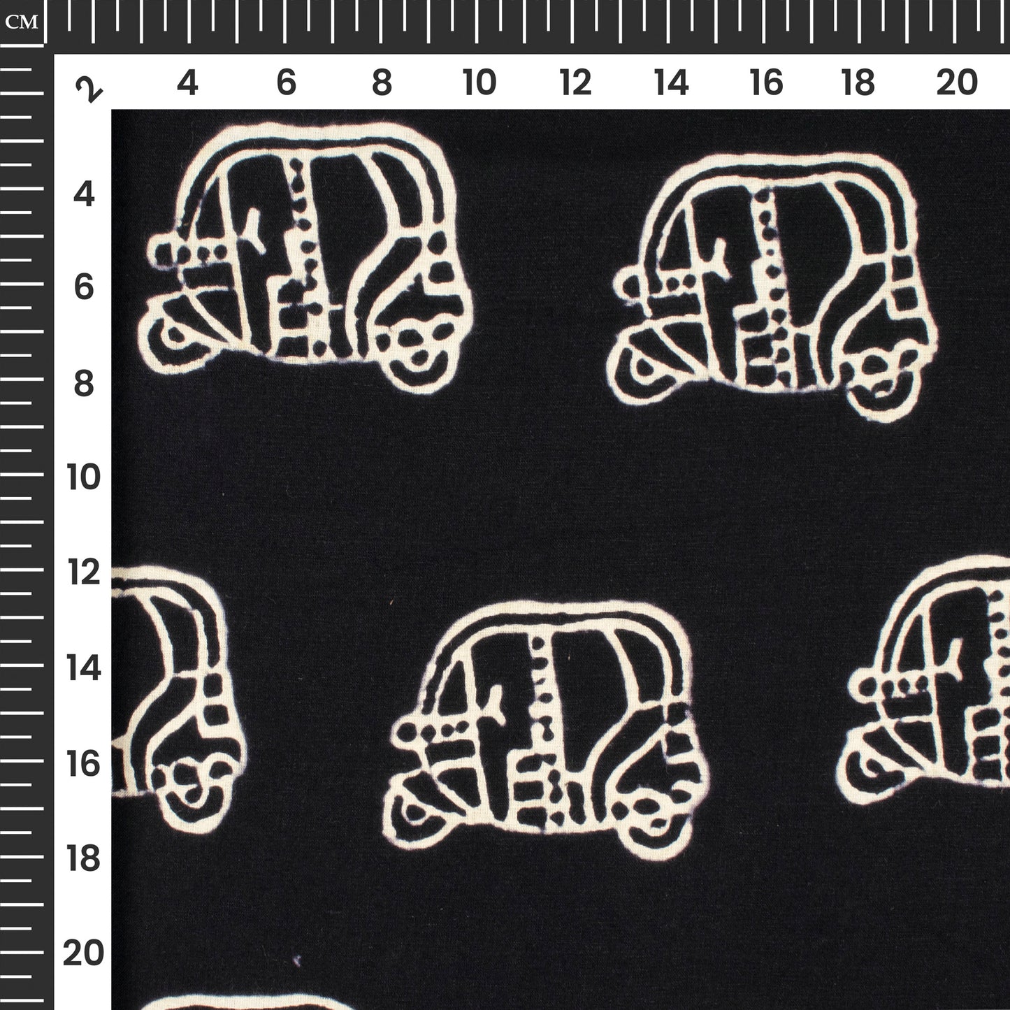 Monochrome Quirky Pattern Handblock Cotton Fabric