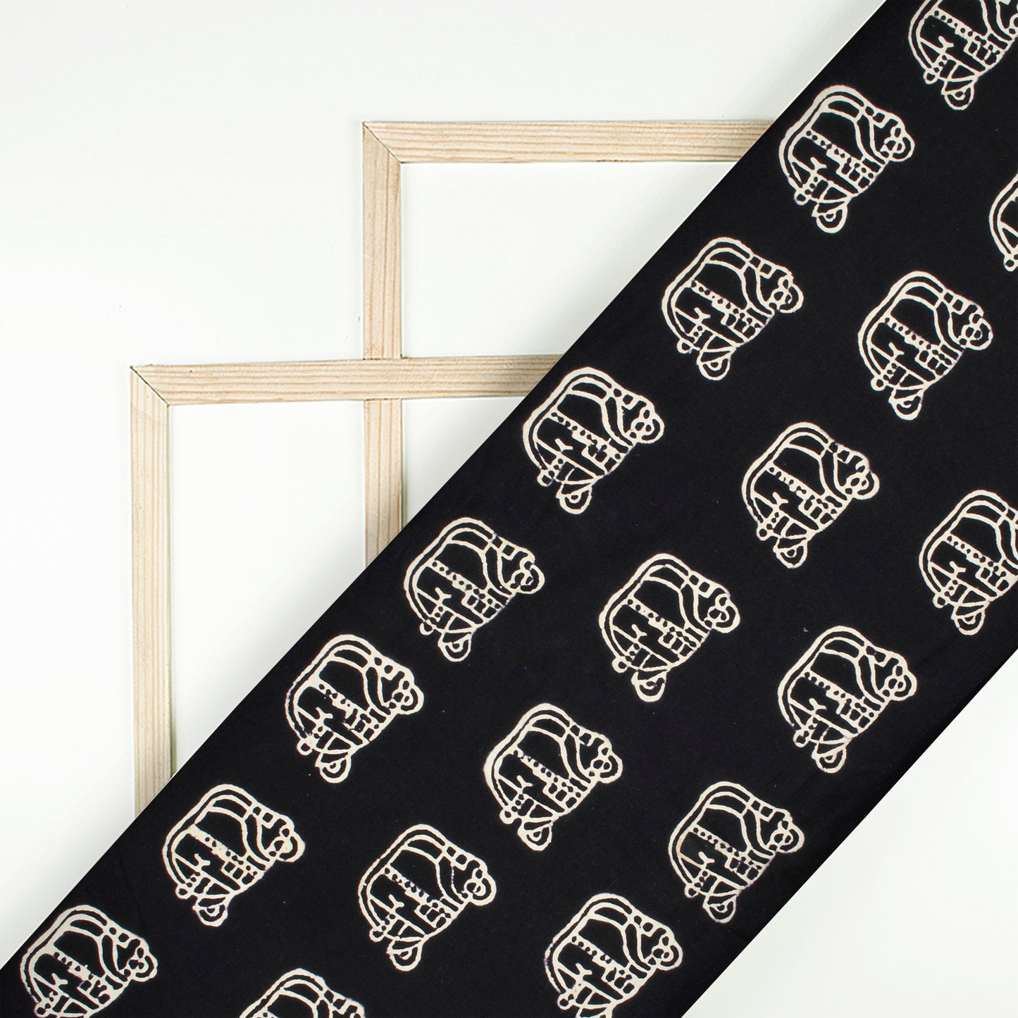 Monochrome Quirky Pattern Handblock Cotton Fabric