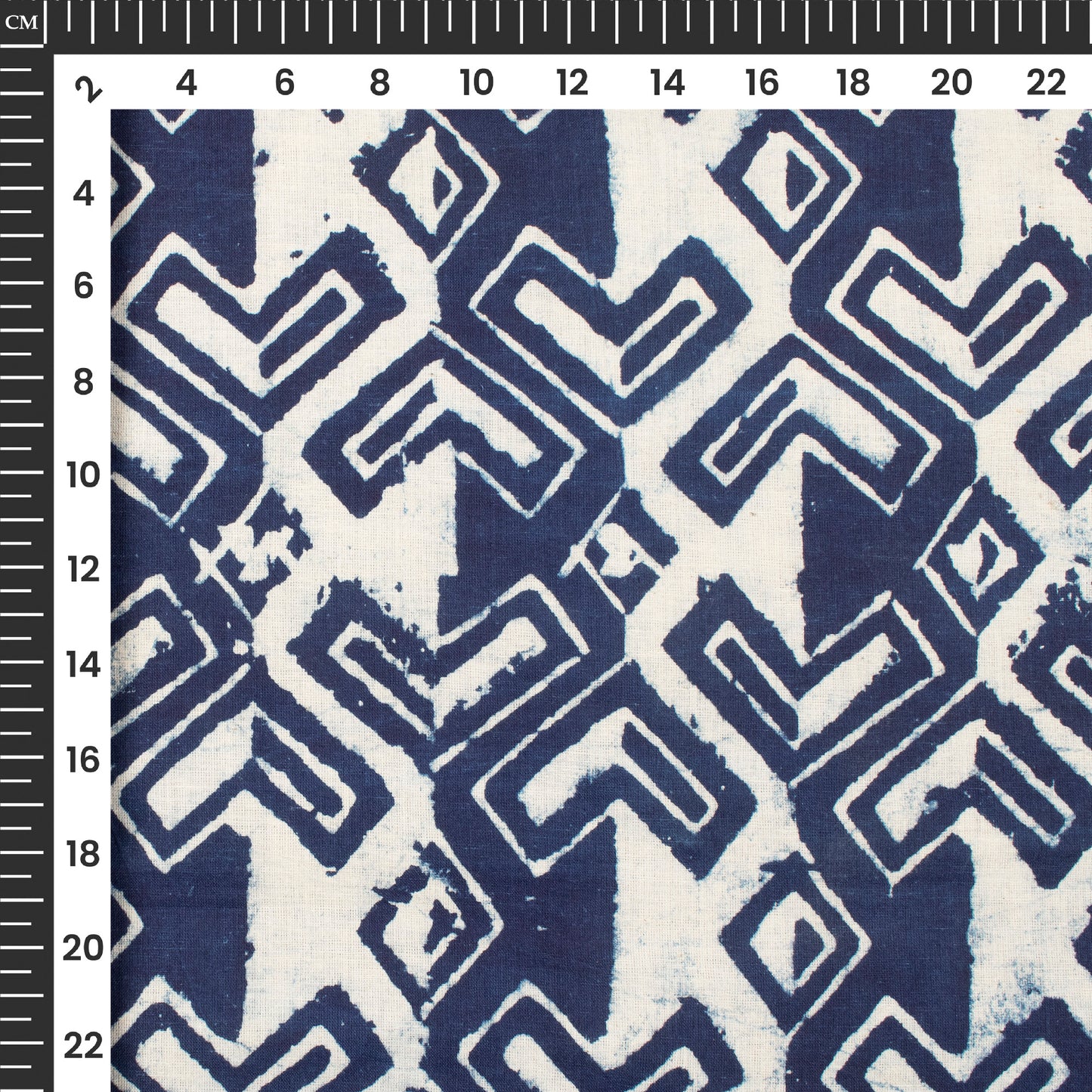 Indigo Geometric Handblock Pure Cotton Fabric