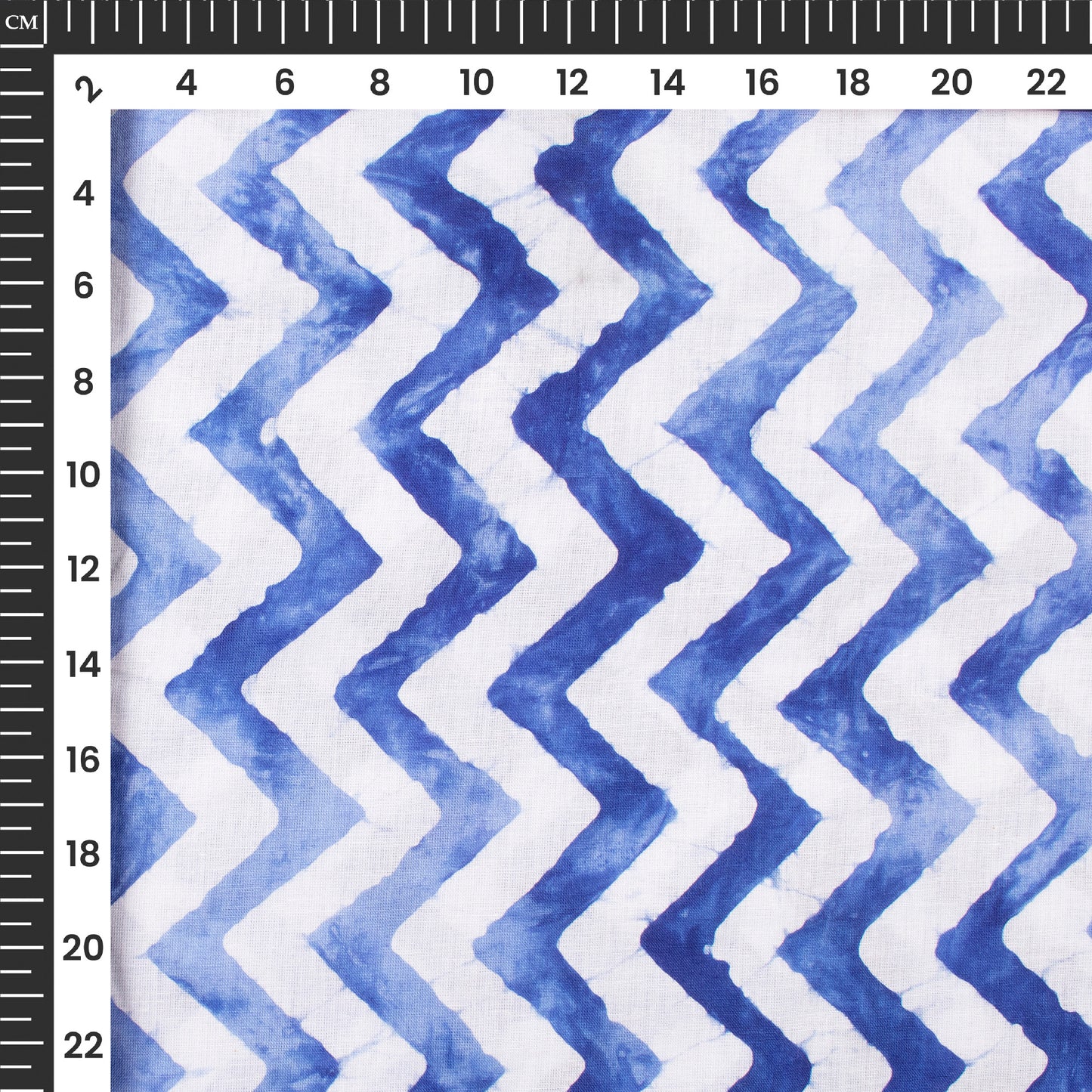 Sky Blue Chevron Handblock Pure Cotton Fabric