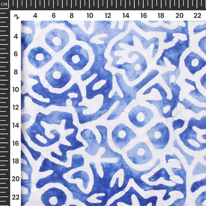 Sky Blue Geometric Handblock Pure Cotton Fabric