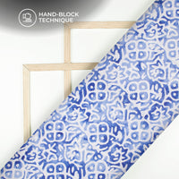 Sky Blue Geometric Handblock Pure Cotton Fabric