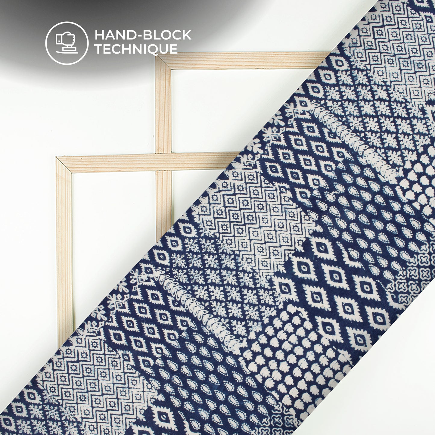 Indigo Traditional Handblock Pure Cotton Fabric