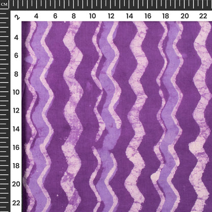 Purple Chevron Handblock Pure Cotton Fabric