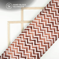 Brown Chevron Handblock Pure Cotton Fabric
