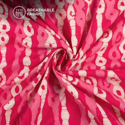 Pink Geometric Handblock Pure Cotton Fabric