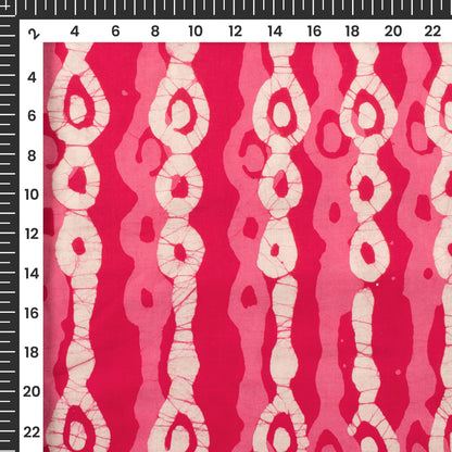 Pink Geometric Handblock Pure Cotton Fabric