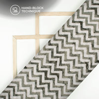Gray Green Chevron Handblock Pure Cotton Fabric