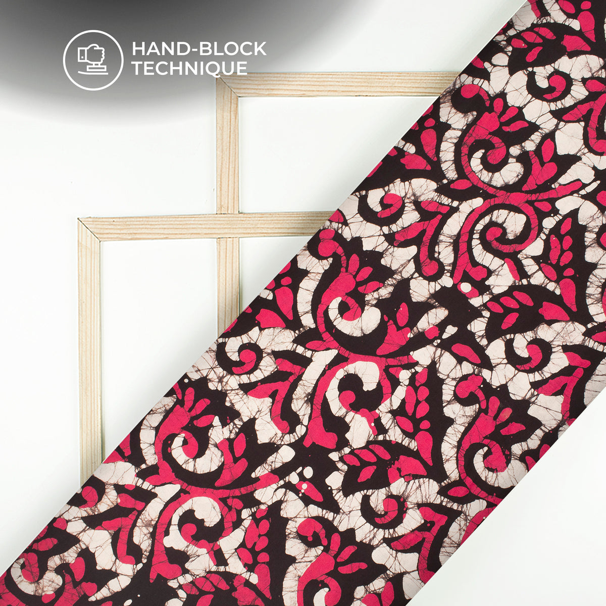 Pink Floral Handblock Pure Cotton Fabric