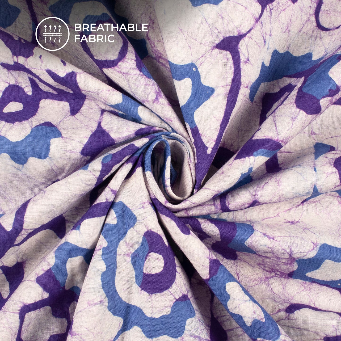 Purple Floral Handblock Pure Cotton Fabric