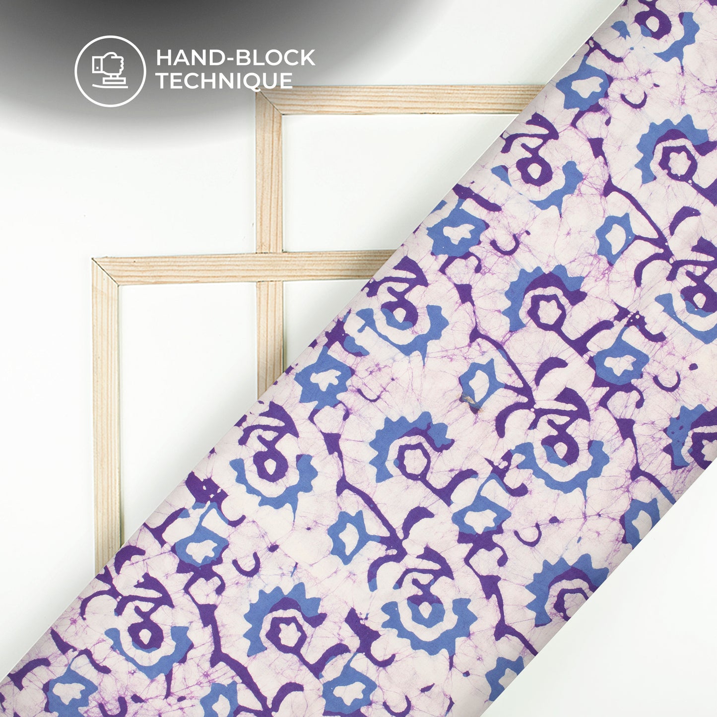 Purple Floral Handblock Pure Cotton Fabric