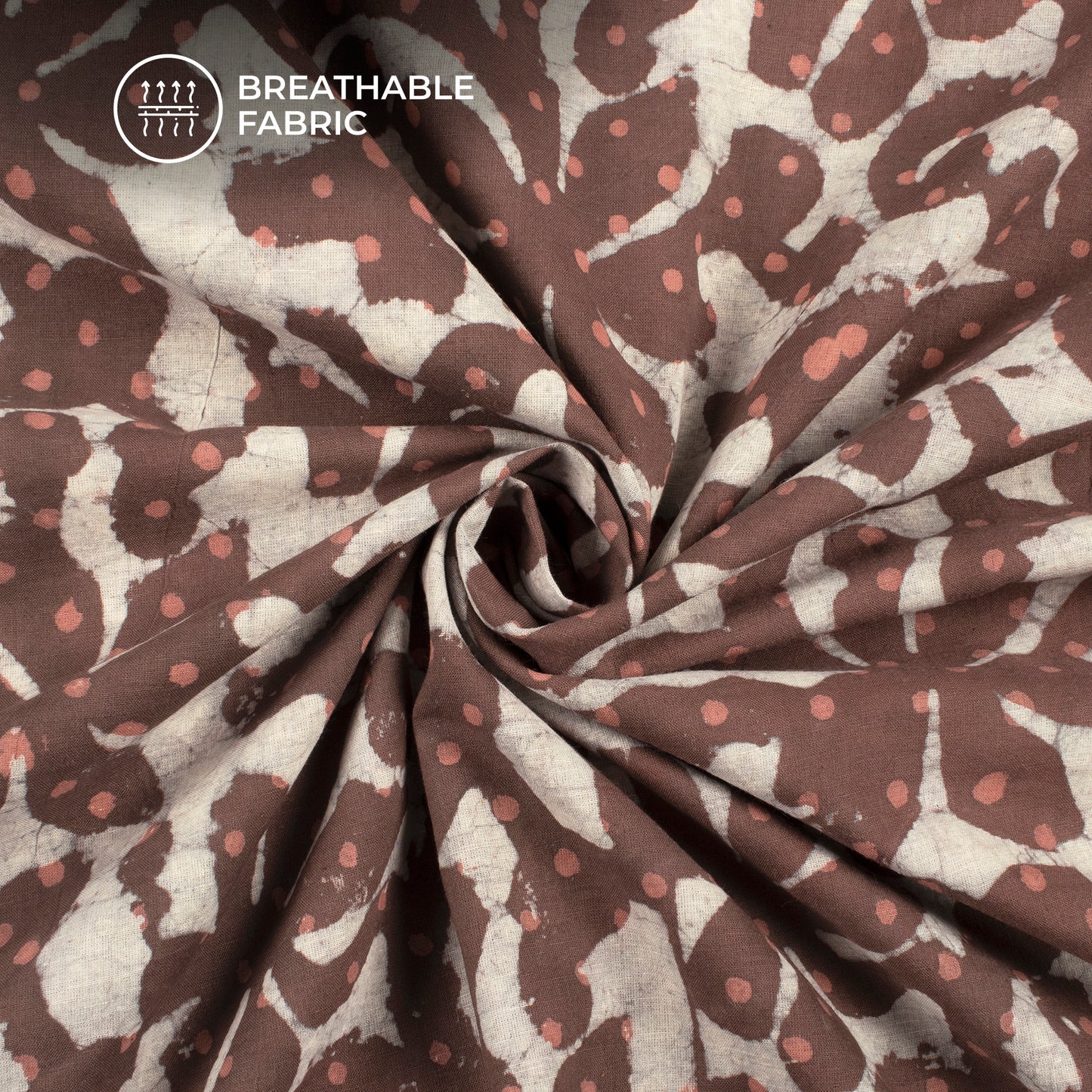 Brown Floral Handblock Pure Cotton Fabric