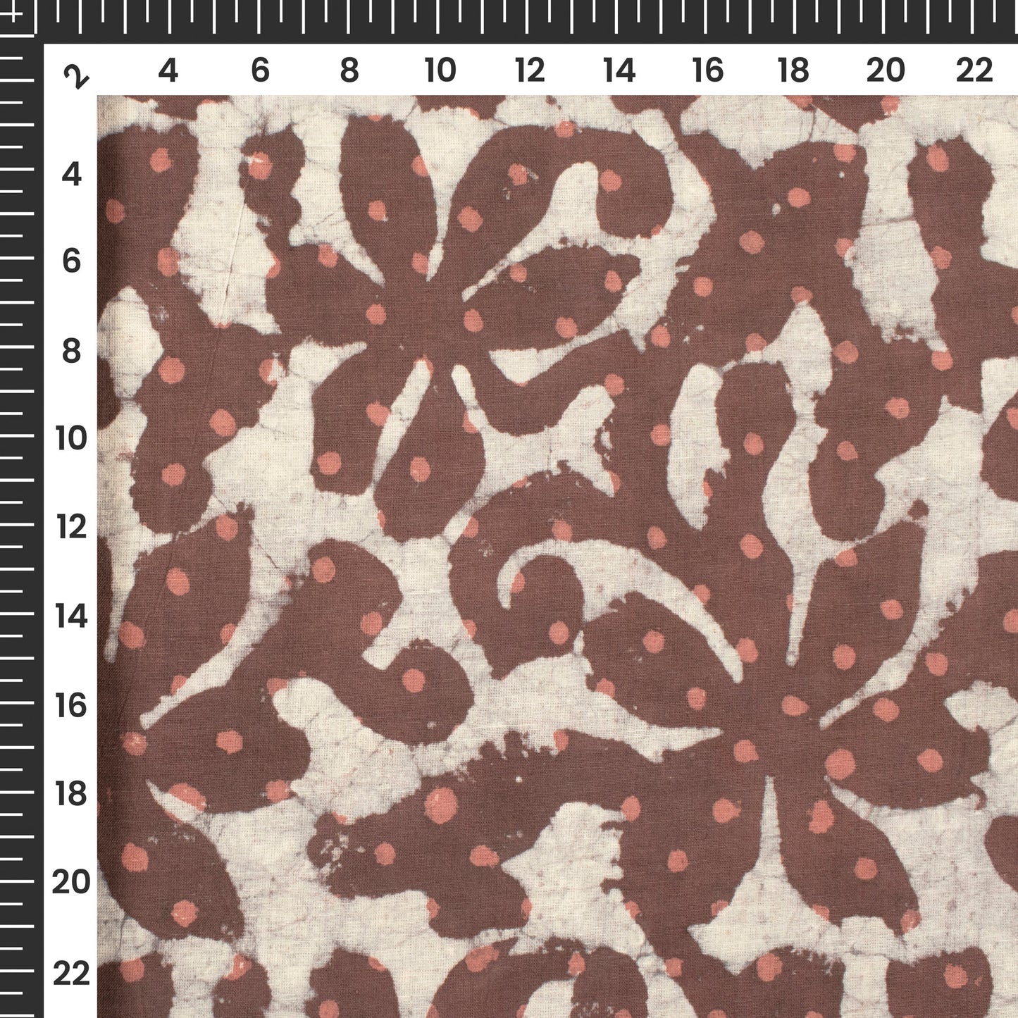 Brown Floral Handblock Pure Cotton Fabric