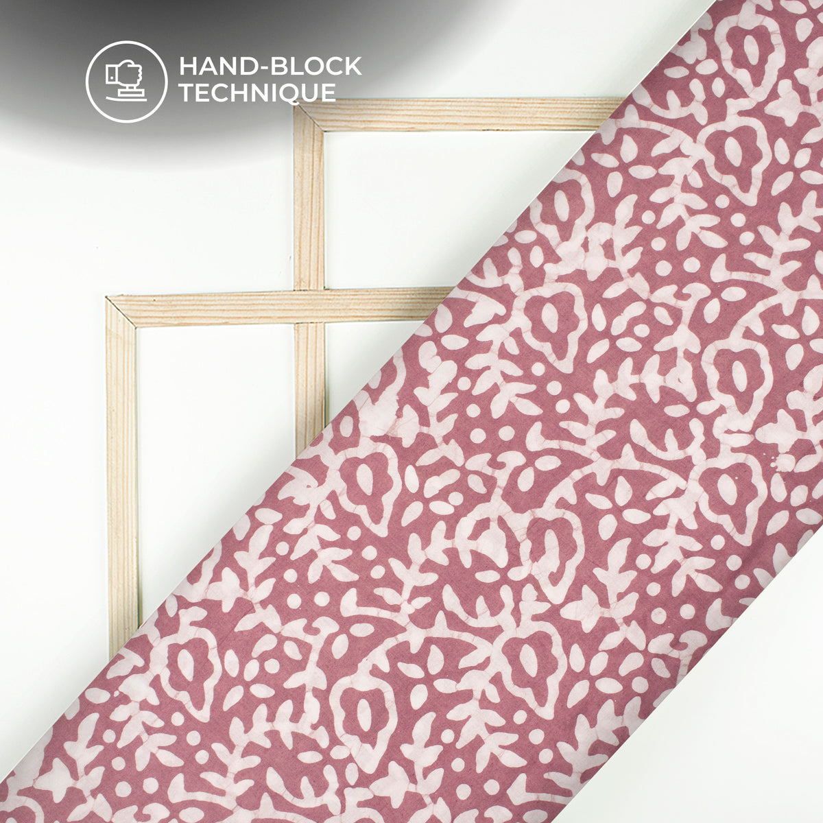 Turkish Rose Pink Floral Handblock Pure Cotton Fabric
