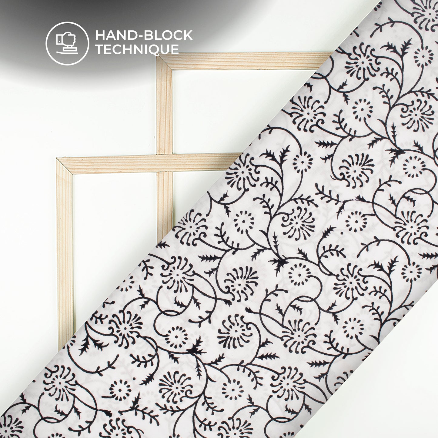 Monochrome Handblock Pure Cotton Fabric