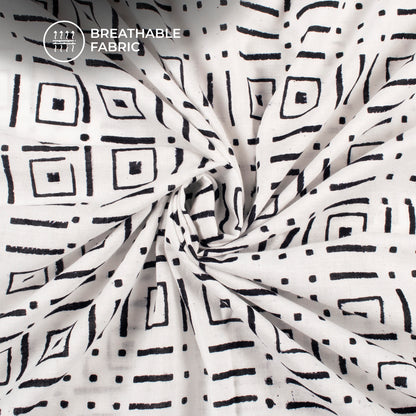 Monochrome Handblock Pure Cotton Fabric
