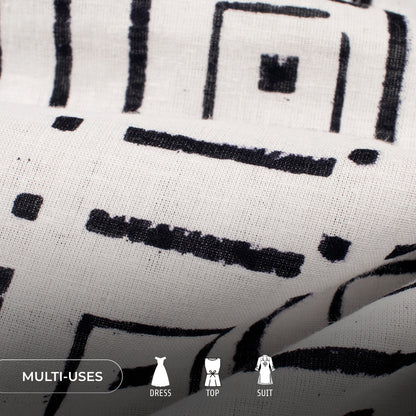 Monochrome Handblock Pure Cotton Fabric