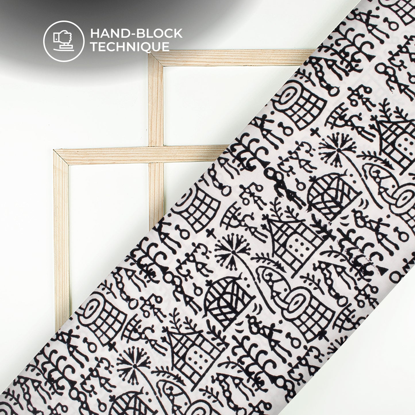 Monochrome Handblock Pure Cotton Fabric