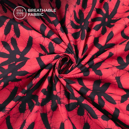 Pink Floral Handblock Pure Cotton Fabric