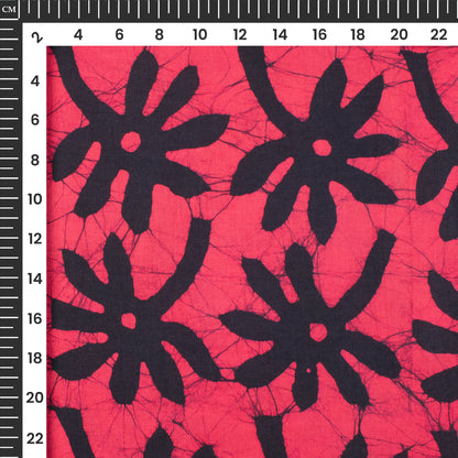Pink Floral Handblock Pure Cotton Fabric