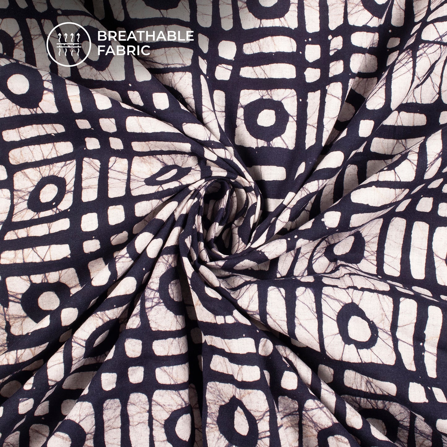 Indigo Checks Handblock Pure Cotton Fabric