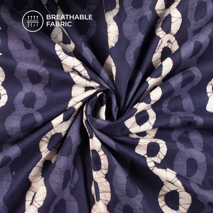 Indigo Geometric Handblock Pure Cotton Fabric