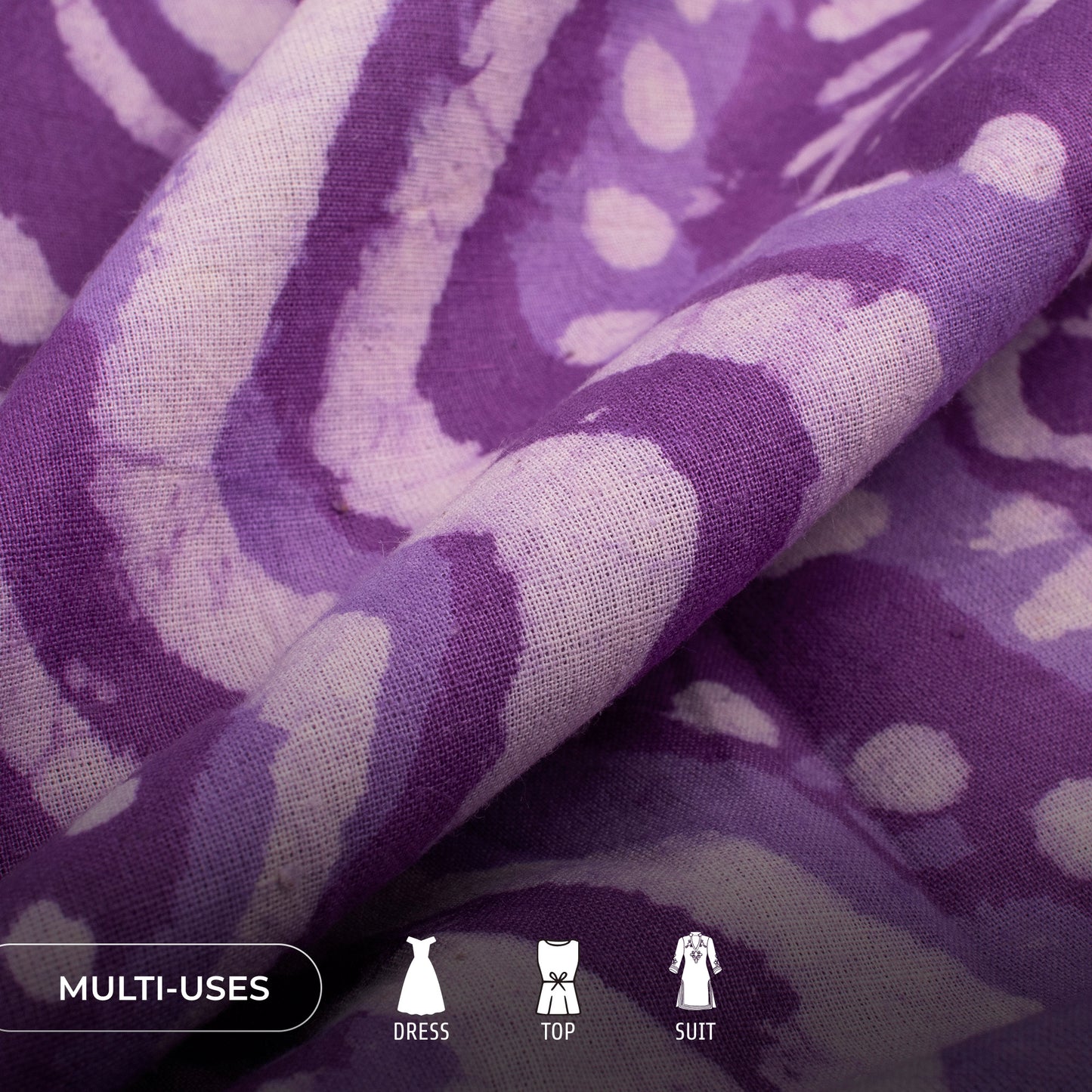 Purple Chevron Handblock Pure Cotton Fabric