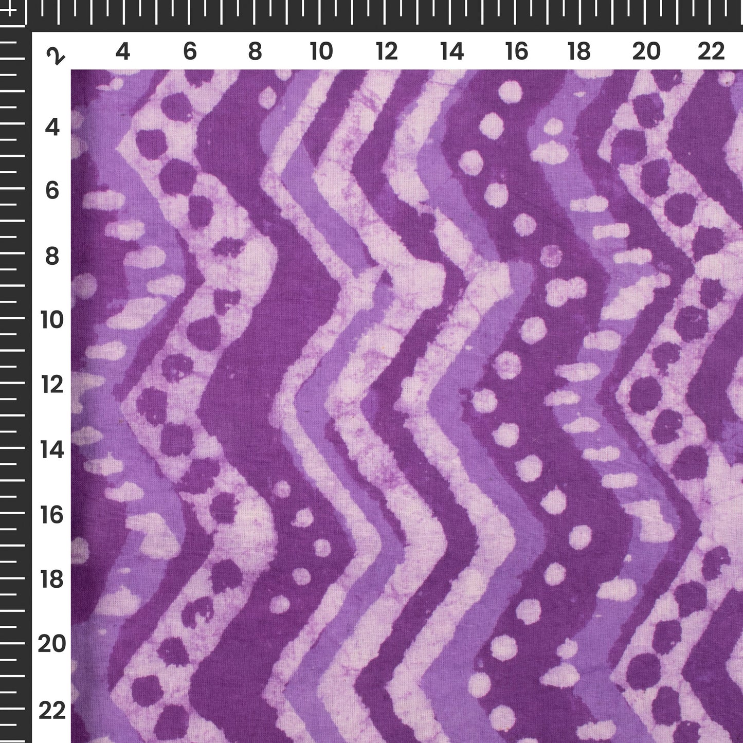 Purple Chevron Handblock Pure Cotton Fabric