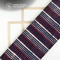 Red Stripes Handblock Pure Cotton Fabric