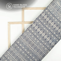 Blue Geometric Handblock Pure Cotton Fabric