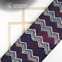 Cardinal Red Chevron Handblock Pure Cotton Fabric