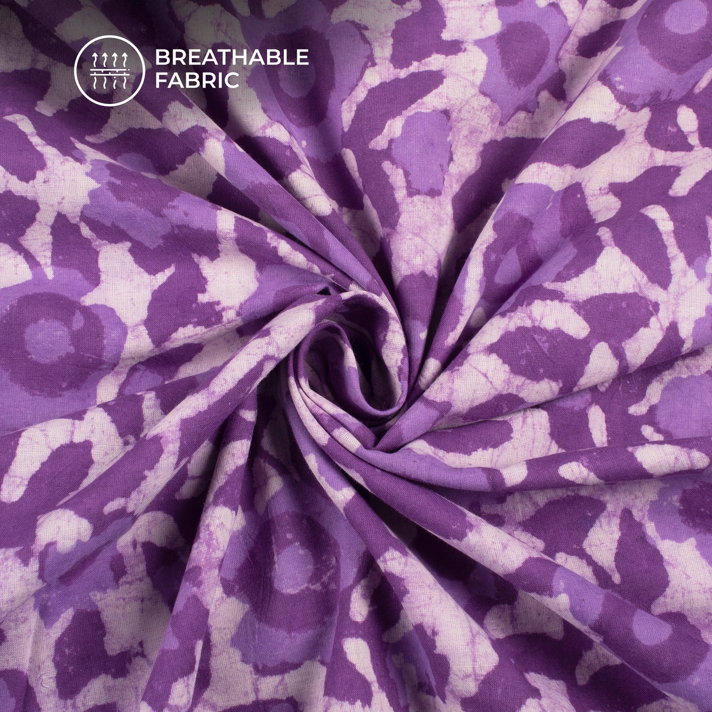 Purple Floral Handblock Pure Cotton Fabric