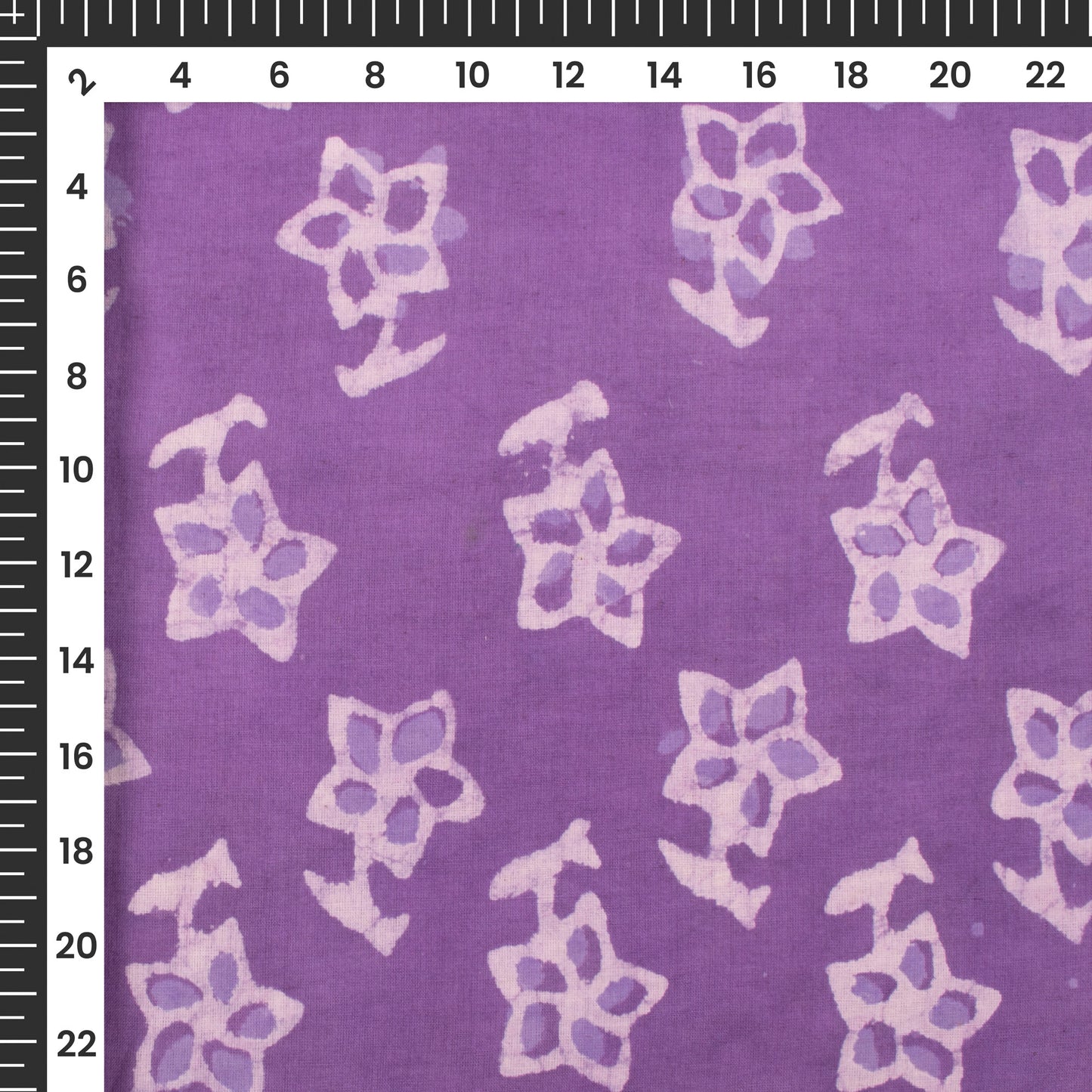 Purple Floral Handblock Pure Cotton Fabric