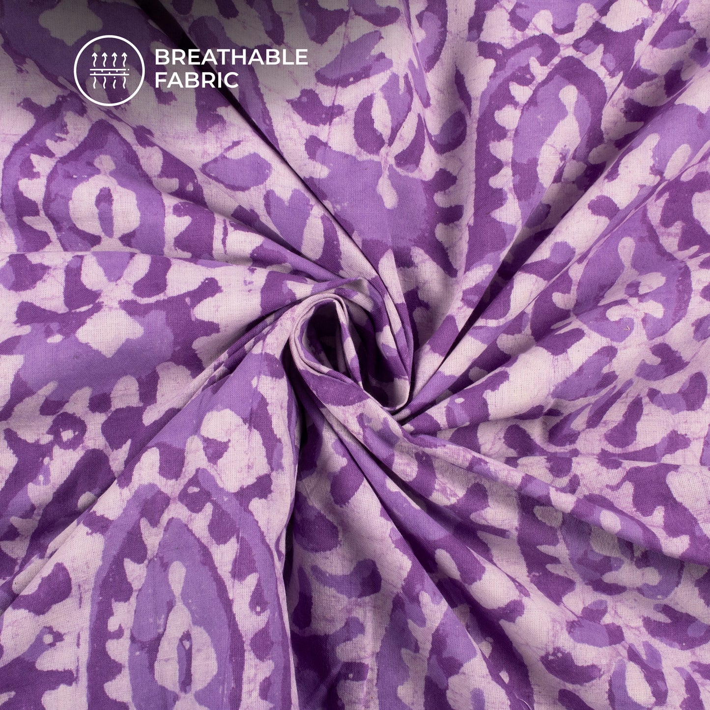 Purple Floral Handblock Pure Cotton Fabric