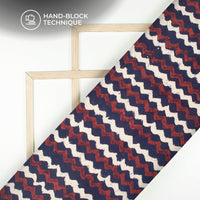 Blue Zig Zag Handblock Pure Cotton Fabric