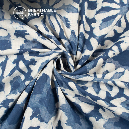 Blue Floral Handblock Pure Cotton Fabric