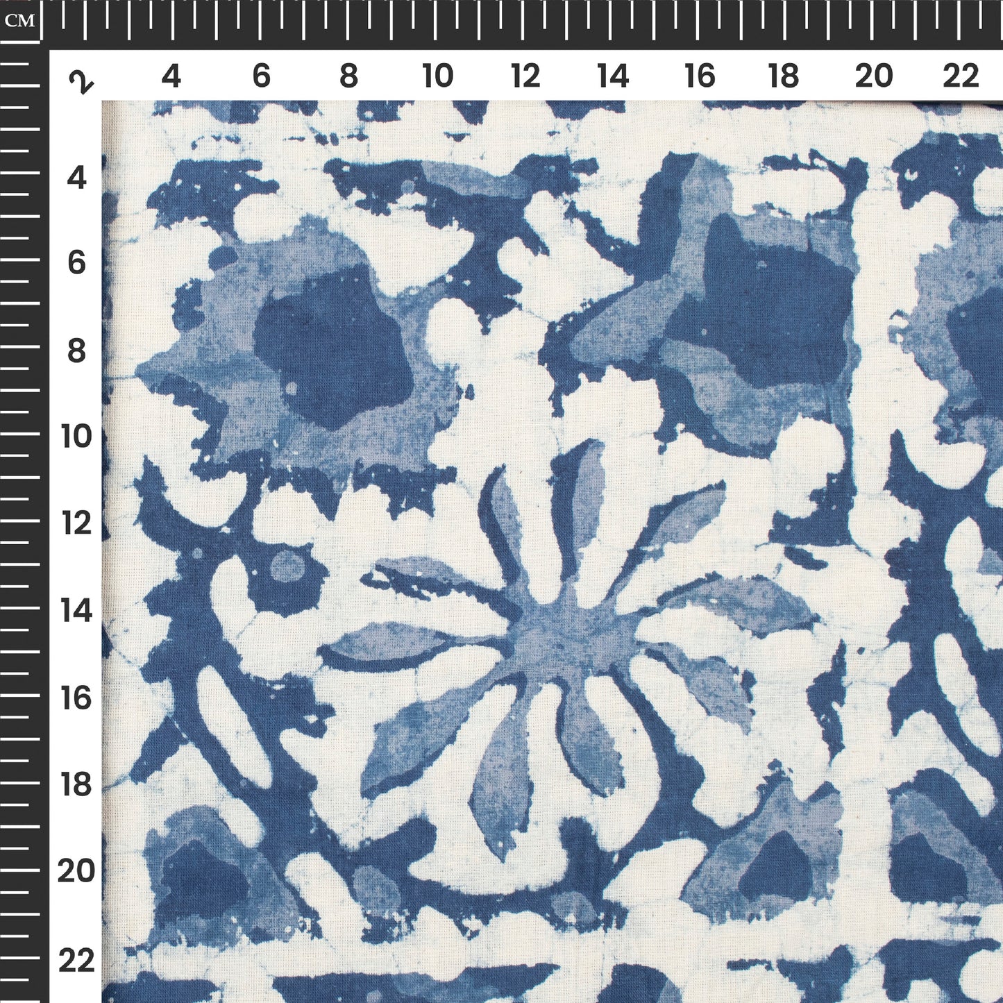 Blue Floral Handblock Pure Cotton Fabric