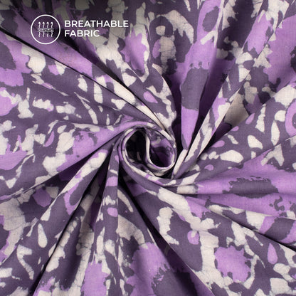Lavender Purple Floral Handblock Pure Cotton Fabric
