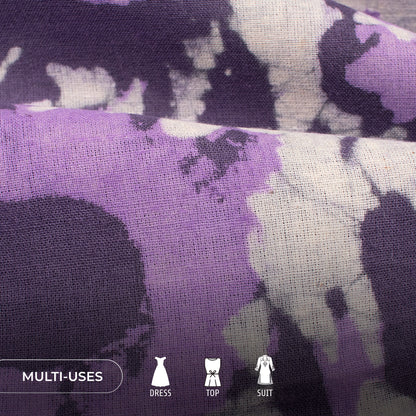 Lavender Purple Floral Handblock Pure Cotton Fabric