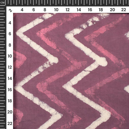 Purple Chevron Handblock Pure Cotton Fabric