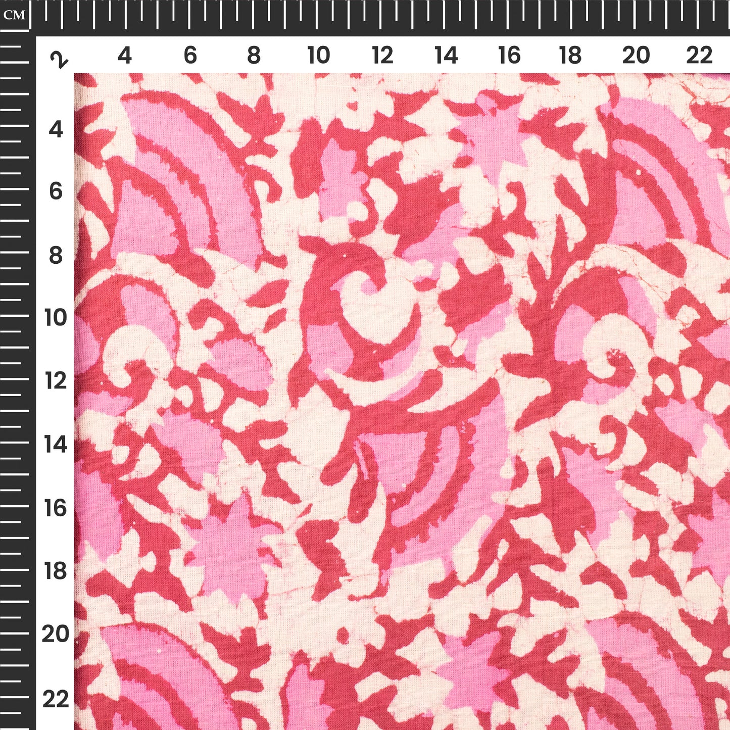 Pink Floral Handblock Pure Cotton Fabric