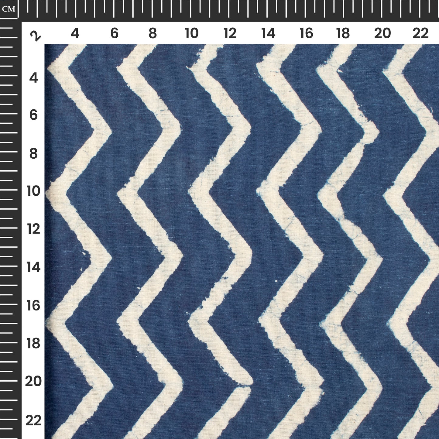 Indigo Chevron Handblock Pure Cotton Fabric