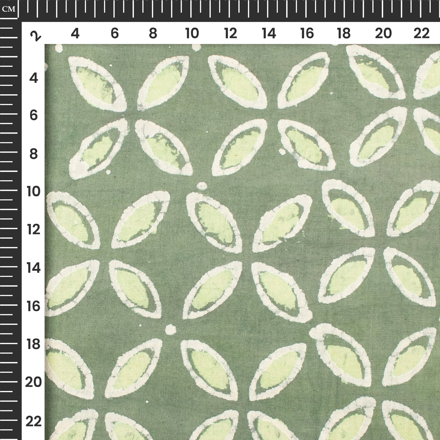 Green Floral Handblock Pure Cotton Fabric